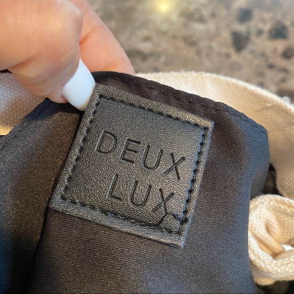 Deux Lux Two Tone Fabric & Faux Leather Backpack - Picture 3 of 10